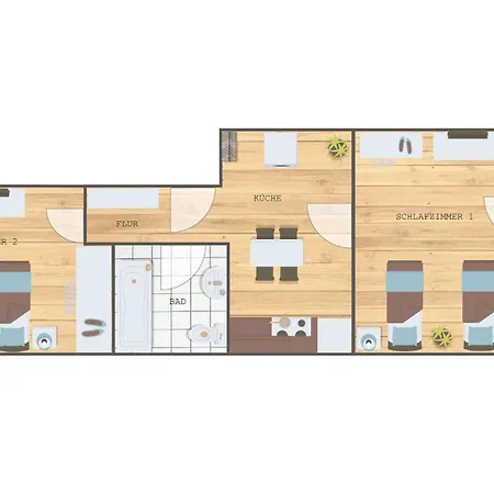 Bookandstay24 Com 2 Zimmerwohnung Mit Balkon, Kueche Und Parkplatz-10 *